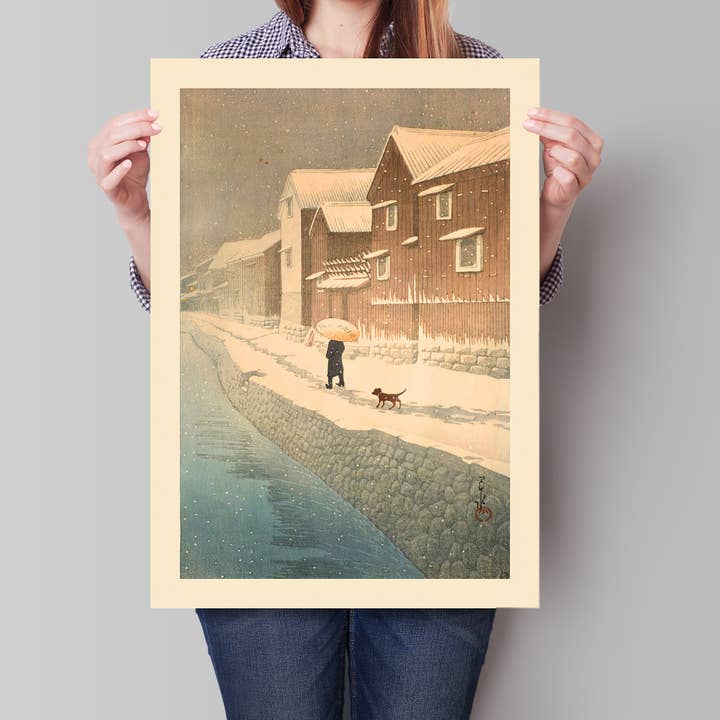 Ink & Drop – wholesale Art print – Shinkawa Riverside, Handa, Bishu Print by Hasui Kawase7