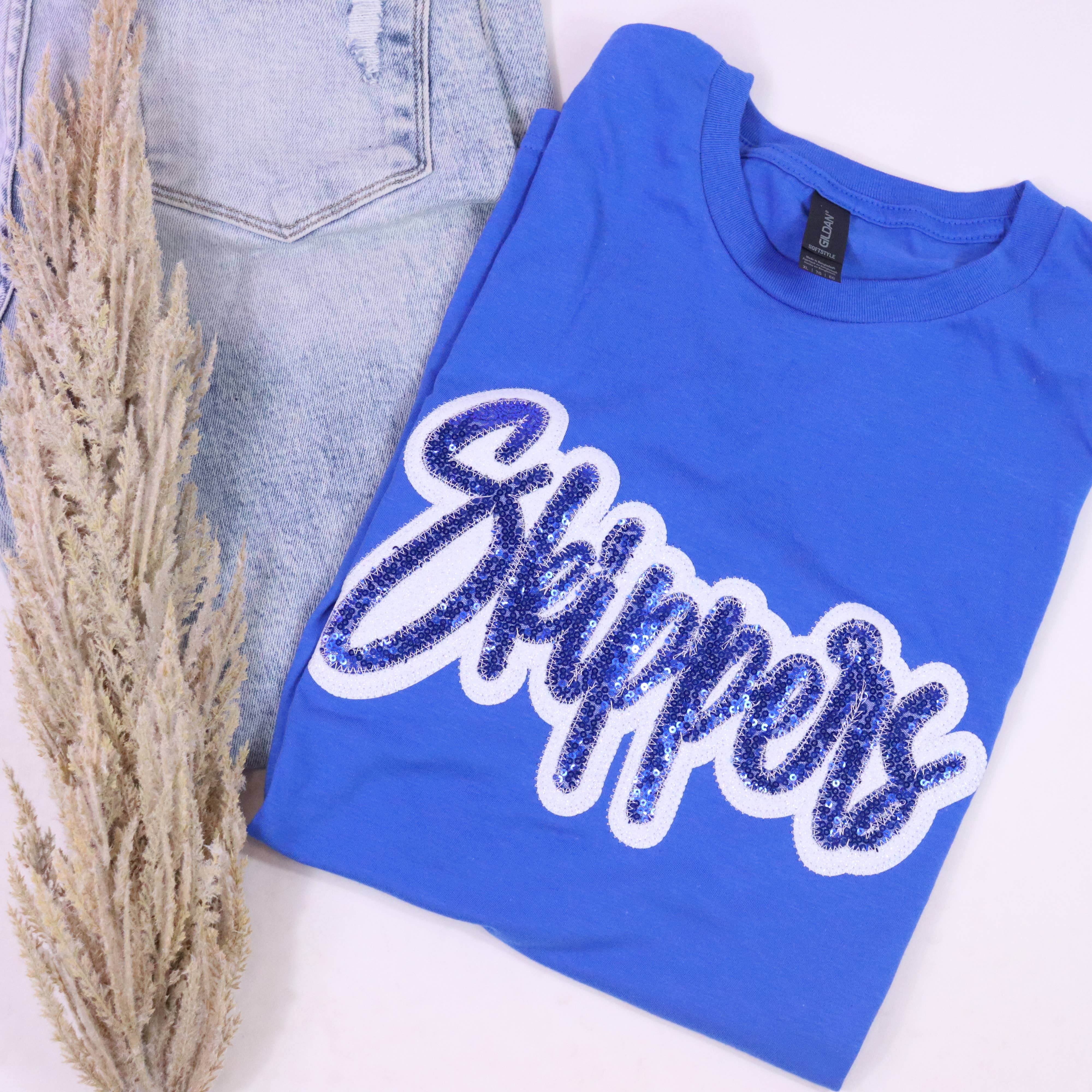 Shop Southern Belle - Wholesale T-Shirt - Women's - Game Day Custom School Spirit Wear Real Sequins Short Sleeve8