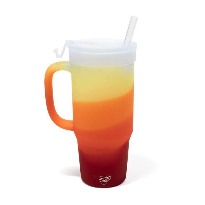 32 oz Silicone Humbler (Handled Straw Tumbler) - Marigold for wholesale by Silipint
