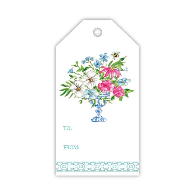 Bamboo Trellis Wonderland Turquoise Flower Vase Gift Tag for wholesale by RosanneBeck Collections