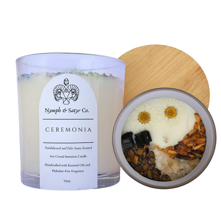 Ceremonia • 10oz Soy Crystal Candle (Clear Glass) for wholesale by Nymph & Satyr Co.