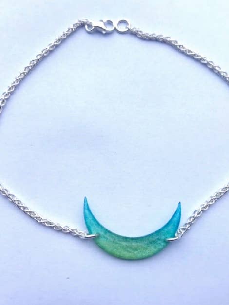 Ankelkedja - Månen - blå och grön lutning för wholesale av La Chaumière à Bijoux