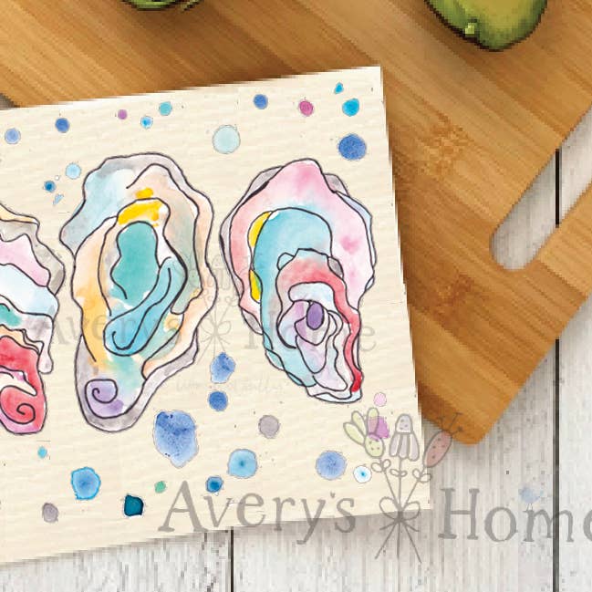 Avery's Home - Wholesale Dishcloth - Oyster Trio Beach Swedish Dishcloth
