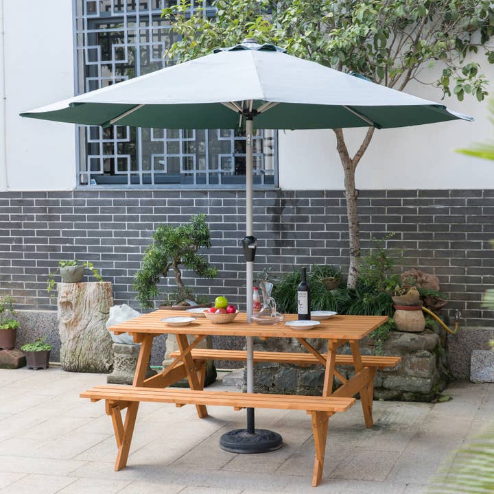 Quickway Imports - Wholesale Patio Table - Outdoor Wooden Patio Deck Garden 6-Person Picnic Table, for11