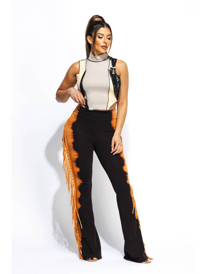 K Too - Wholesale Pants - Women's - Two tone fringe pants