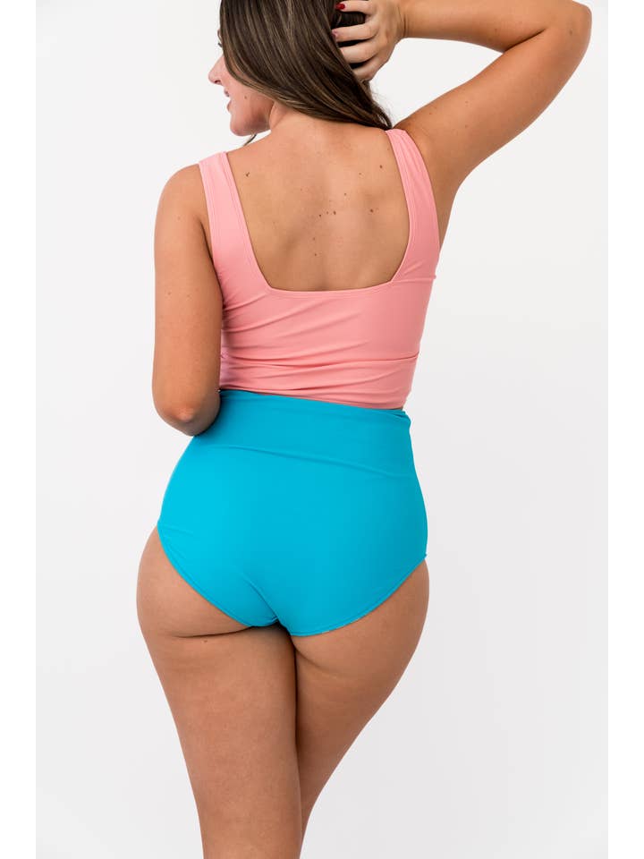 Coral Reef Swim - Wholesale Swim Top - Women's - Seaside Pink Square Neck Swim Top5