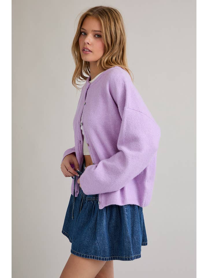 LE LIS - Wholesale Cardigan - Women's - LONG SLEEVE CREW NECK SWEATER CARDIGAN30