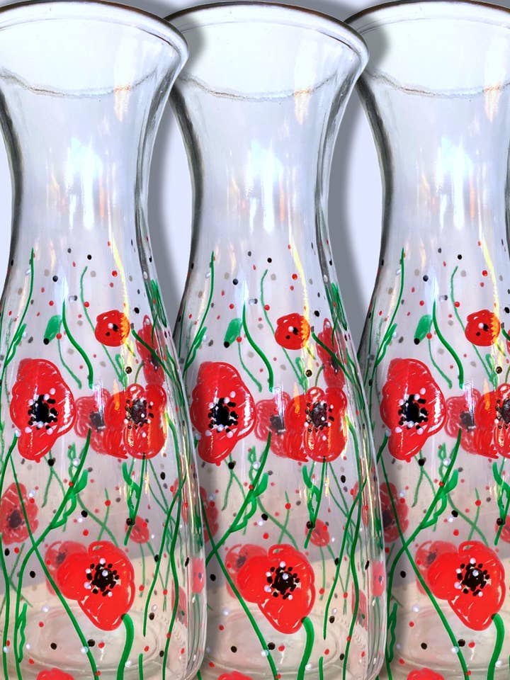 Poppy Vase, Carafe, Gin Glass - Hand Painted in Wales for wholesale by The Bero Co