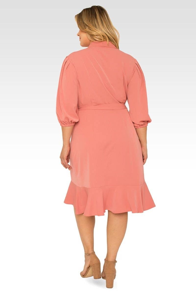 Standards & Practices - Vente Robe – femme - Robe midi double en georgette rose poudré grande taille pour femmes1