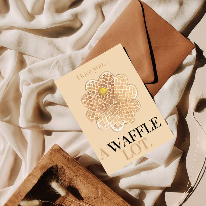 I Love You A Waffle Lot wenskaart | Valentijnsdagkaart voor wholesale door The Small Moments Too