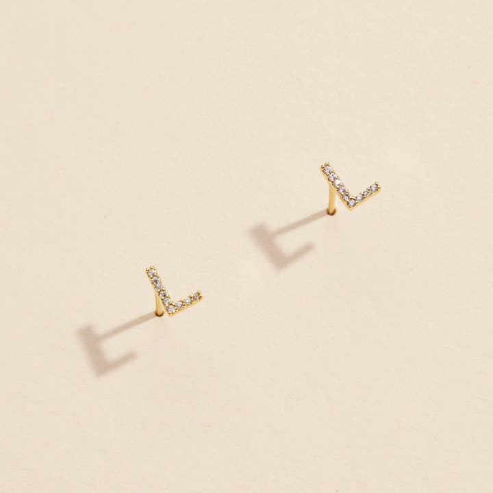 Lilla Haven - Wholesale Stud/Post Earrings - Initial Letter Stud Earrings – 12 Pack Bundle in Gold or Silver14