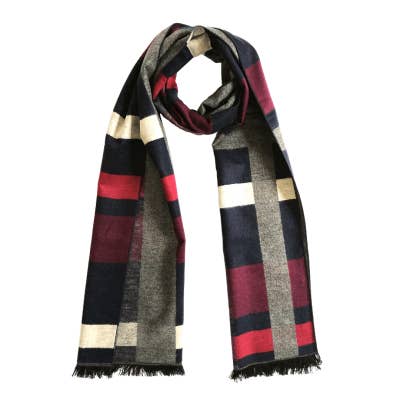 Seabright Seidenflanell Schal Dunkelrot Grau pour la vente par Seabright