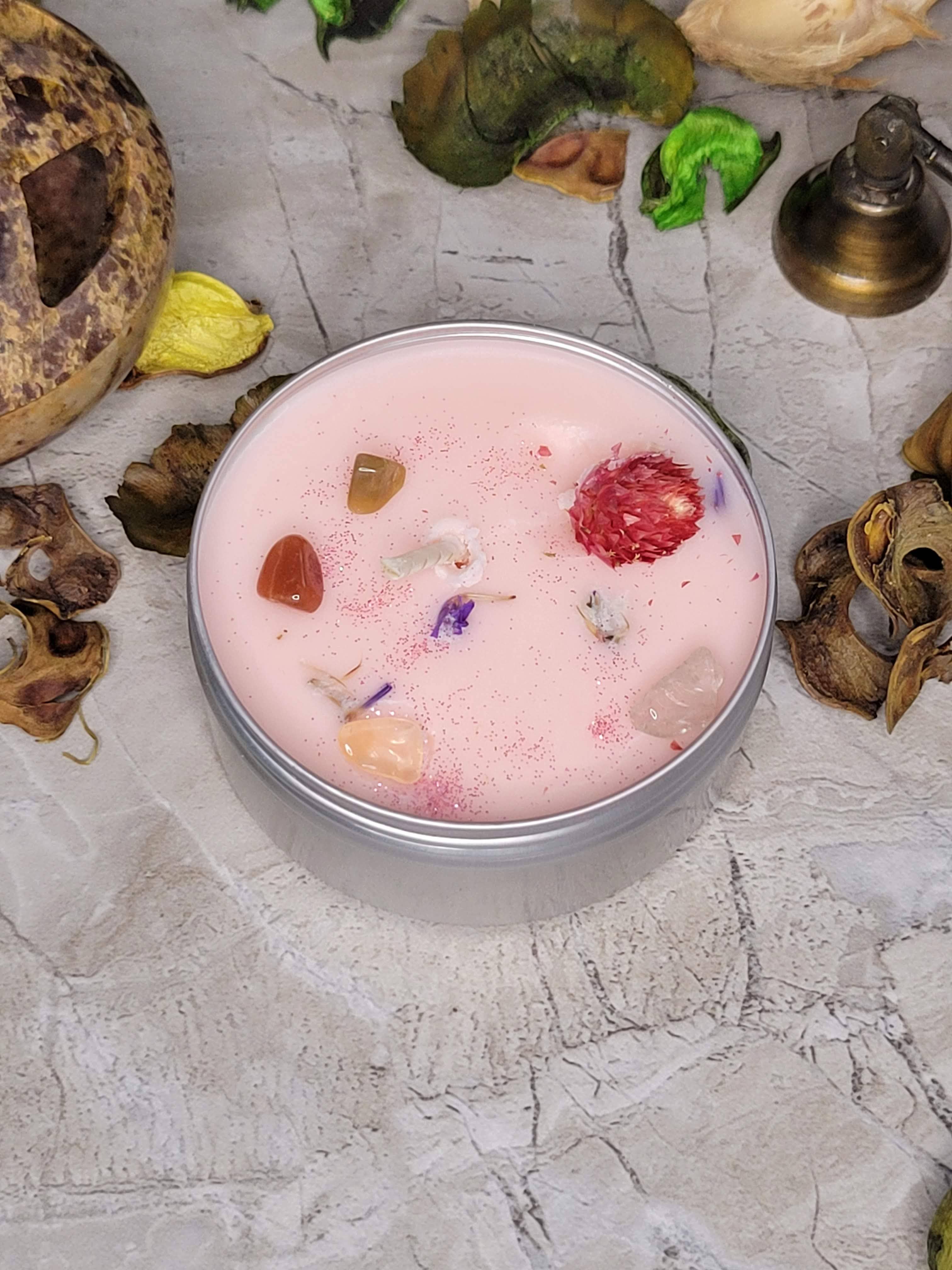 My Magic Place Shop - Vente Bougies de voyage - Bougies en cristal, fleurs d'aromathérapie en cristaux,3