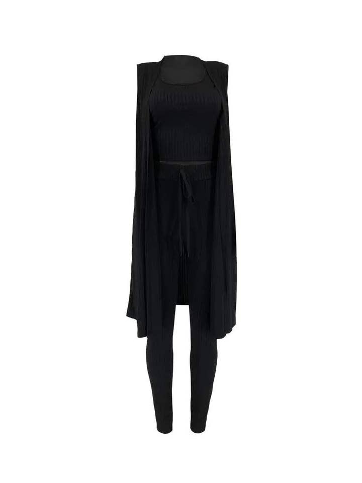 Fashion Combination - Wholesale Top & Pant Set (NOT Loungewear) - Women's - Solid Color Ribbed Knit Two-Piece Set for Women20