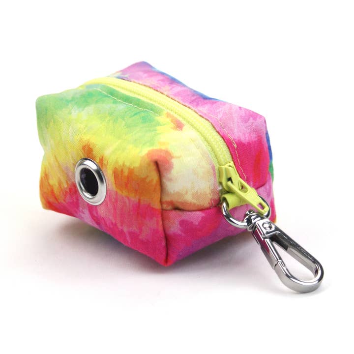 Dog Waste Bag Holder Dispenser - Rainbow Tie-Dye Print for wholesale by Dusidog