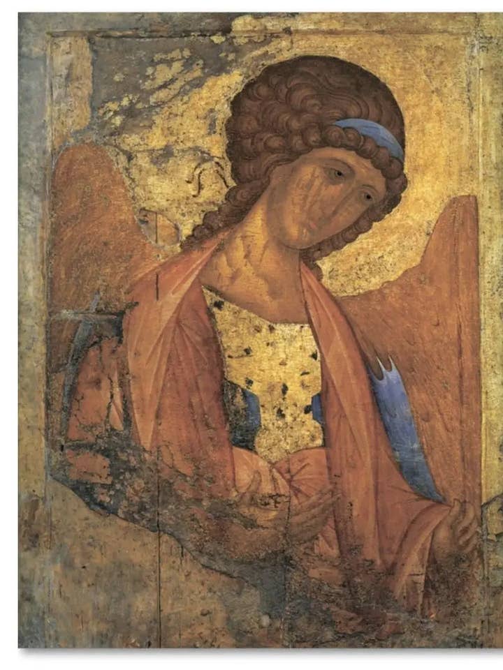 L'Archange Michel par Andreï Roublev. Icône orthodoxe en bois pour la vente par Iconsofsaints