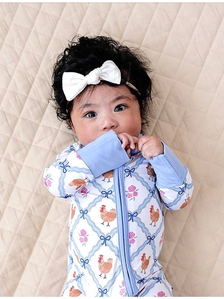 Lucky Panda Kids - Wholesale Jumpsuit - Baby - Bamboo Zip Romper | Chickens & Flowers3