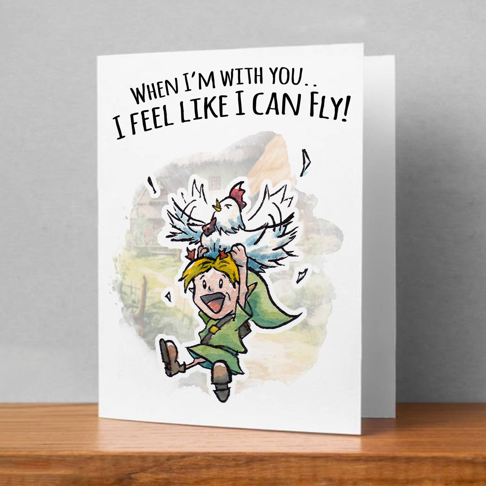 Aaron Millard Illustration - Wholesale Valentine's Day Card - "I Can Fly" - Elf Hero Birthday Valentine Card for Gamer2