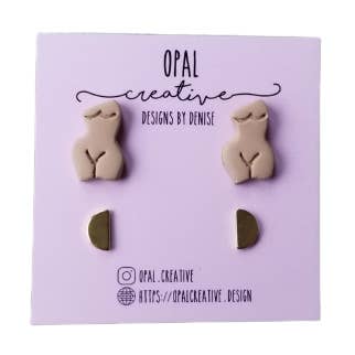 Polymer Clay Earrings Babes Stud Pack - Tan for wholesale by Opal Creative