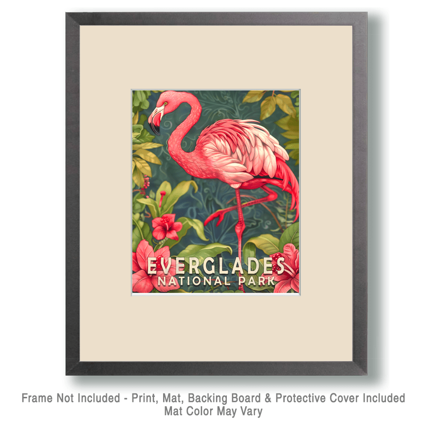 Mowbi - Wholesale Art Print - Nouveau Pink Flamingo - Everglades Souvenir Home Decor Wall Art Prints – 8″x10″ Artwork – 11″x14″ Matte1