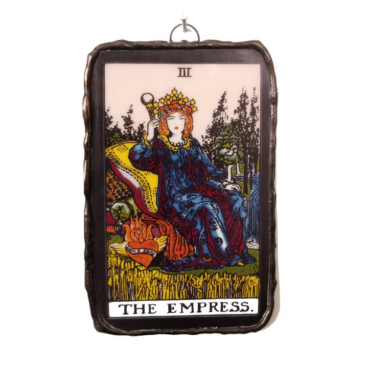 Le Puppet Regime - Wholesale Decorative Tabletop Object - The Empress Glass Tarot Card | Glass Ornament | Art | Spooky