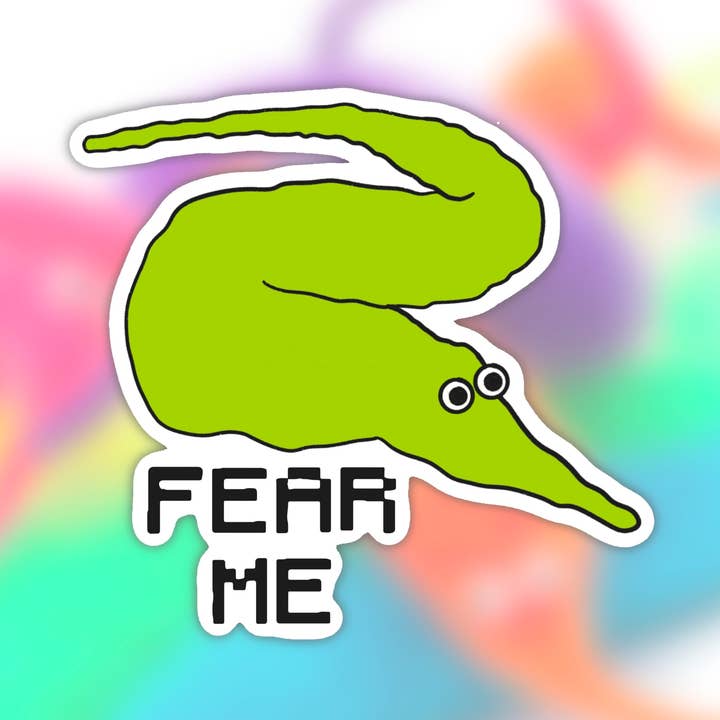 Autocollant en vinyle Worm On A String Fear Me pour la vente par Articuh