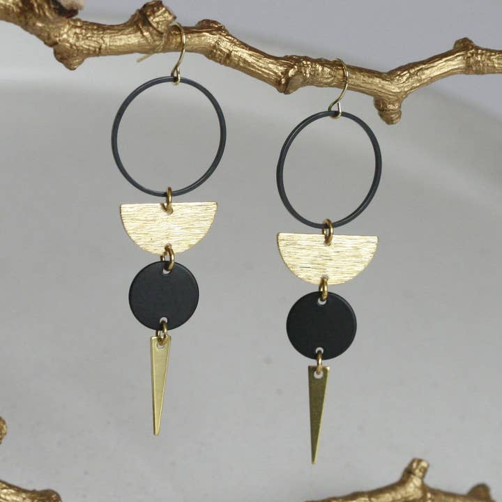 Lunar Statement Earrings | Brass for wholesale by Kaiko Studio