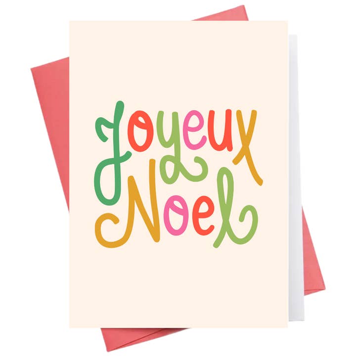 Joyeux Noel Lettering Cream | Christmas Greeting Card for wholesale by Inkwell Cards