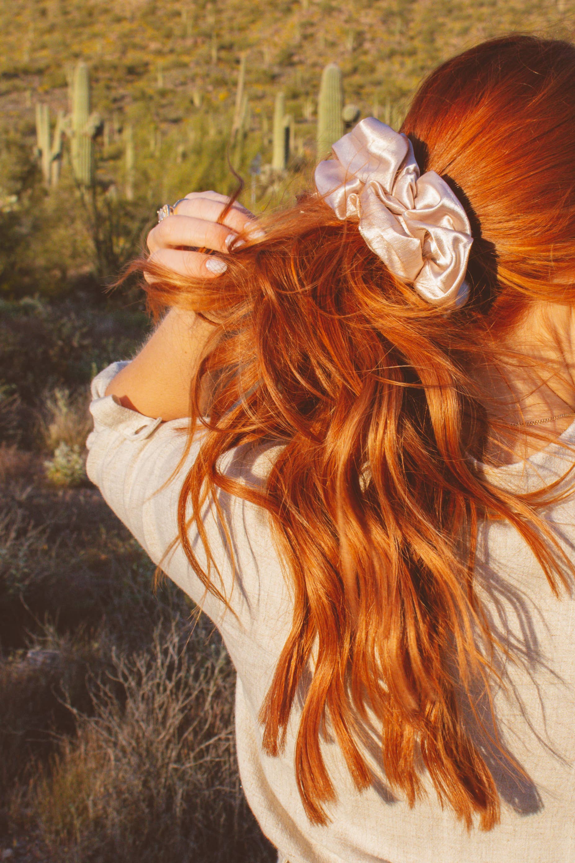 Shop Andi - Wholesale Scrunchie - Women's - Latte Satin Jumbo Scrunchie3