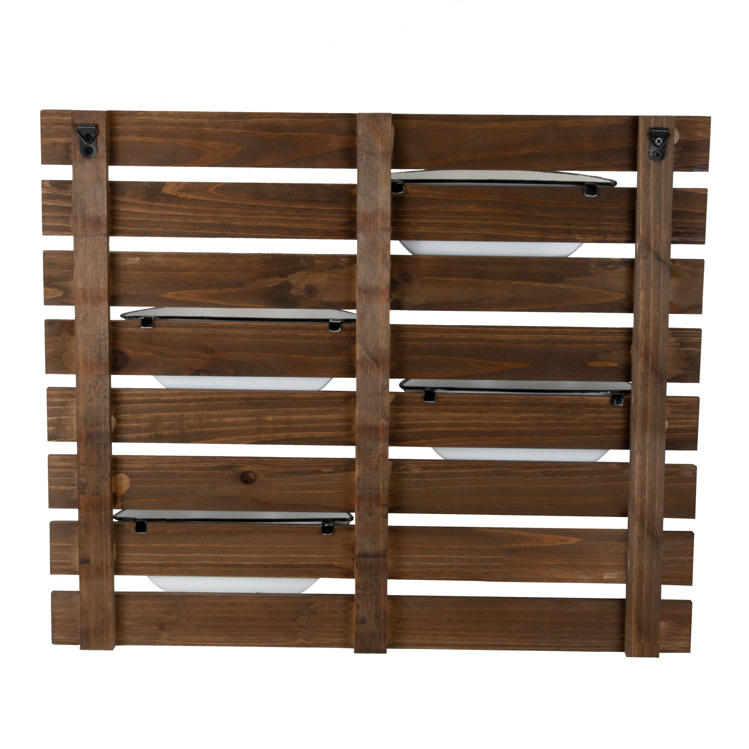 Foreside Home & Garden - Wholesale Wall Planter - Rustic Slat Wood Wall Planter with Four Distressed Pots7