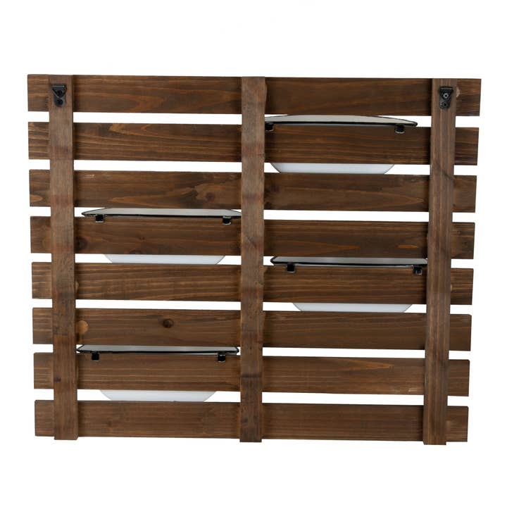 Foreside Home & Garden - Wholesale Wall Planter - Rustic Slat Wood Wall Planter with Four Distressed Pots7