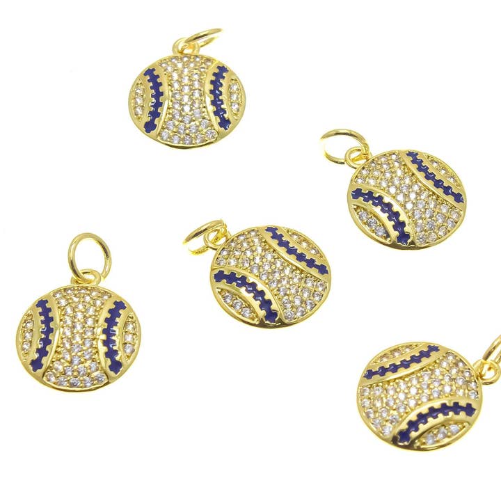 18k Gold CZ Baseball Charm Pendant CPG2255 for wholesale by Jewel Pledge