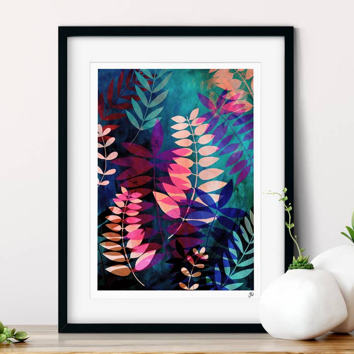 Dark Jungle Botanical Fine Art Giclée Print for wholesale by Jessica Wilde