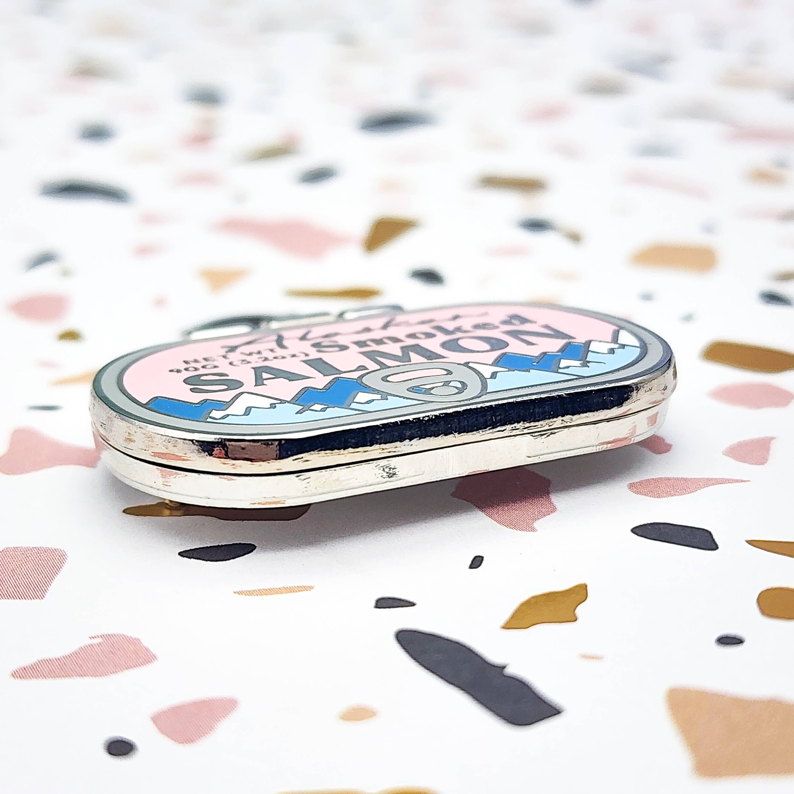 Toku Arts - Wholesale Lapel Pin/Button - Tinned Smoked Salmon Enamel Pin6