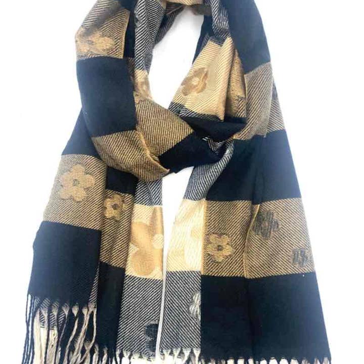 LINETA - Wholesale Scarf - Women's - Plaid and flower soft scarf
