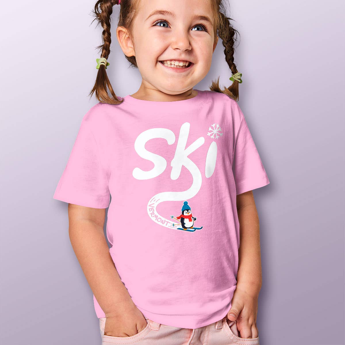 RetroPlanet - Wholesale T-shirt – Kids - Ski Vermont Kids Cute Penguin T-Shirt Toddler 2T-5/6