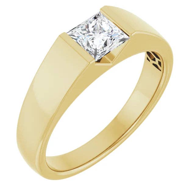 Bague en diamant carré de laboratoire 14K jaune 1 CT pour la vente par LooseDiamondNet