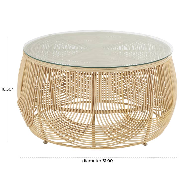 UMA Home Decor - Wholesale Coffee Table - Traditional Light Brown Rattan Coffee Table