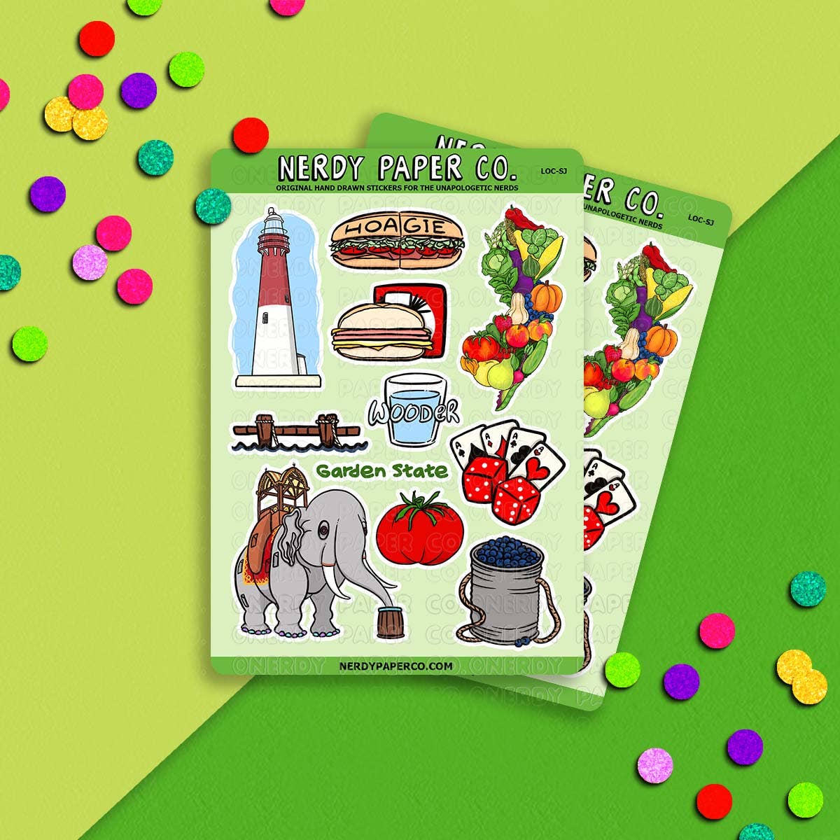 NERDY PAPER CO. – Engroshandel Klistermærke – Destinationer: South Jersey | Håndtegnet vinylklistermærke | LOC-SJ