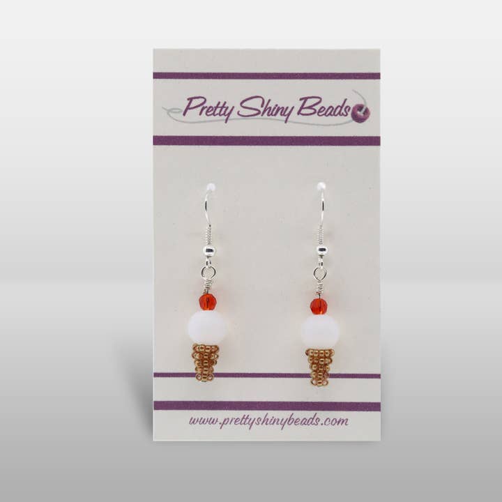 Pretty Shiny Beads - Wholesale Dangle Earrings - 3D Beaded Ice Cream Cone Earrings3