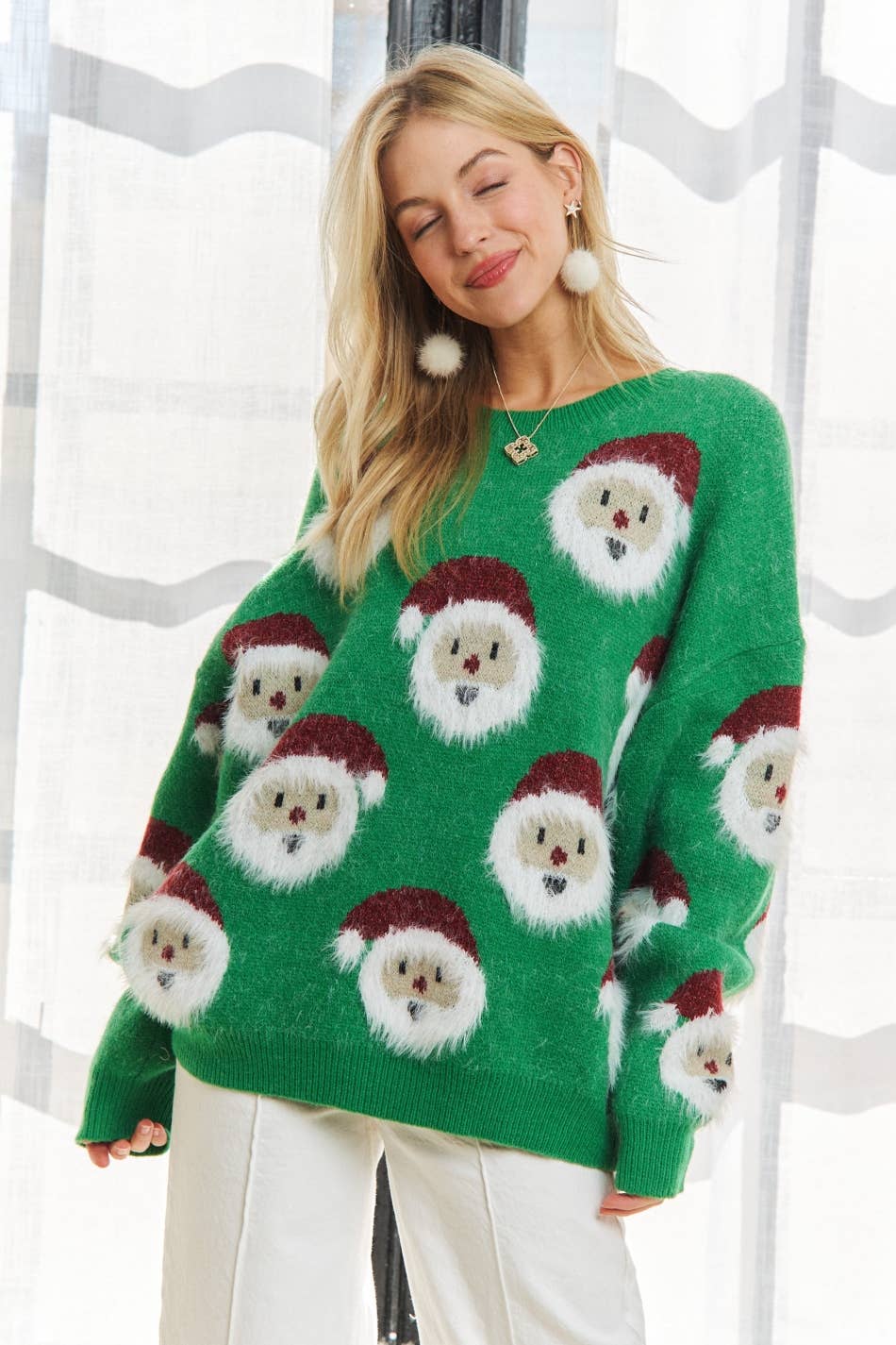 ADORA LA - Wholesale Knit Sweater - Women's - CESW3773-  SANTA CLAUS SHAPE LONG SLEEVE SWEATER8