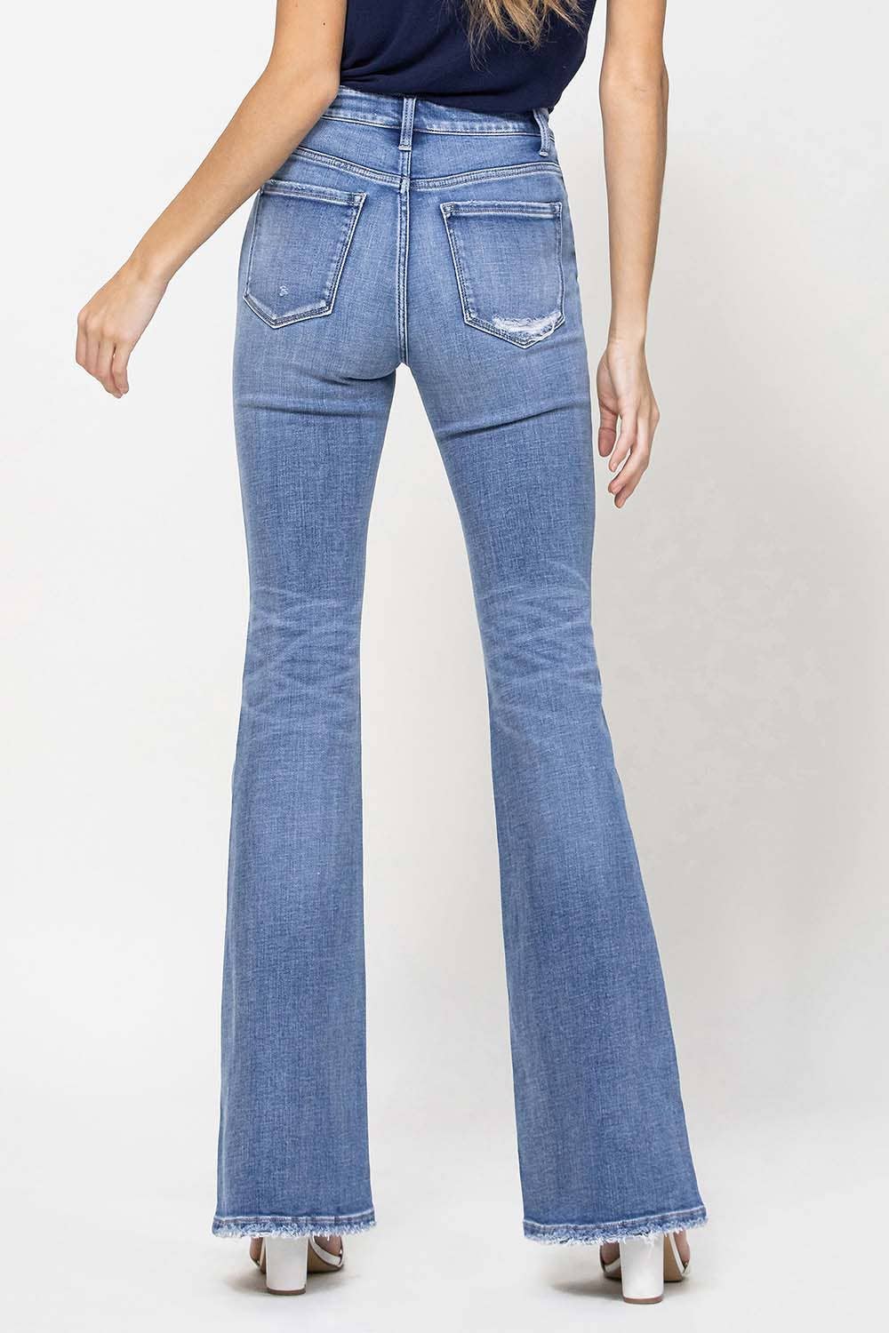 BREAK AWAY HIGH RISE DISTRESSED FLARE JEANS F4217 for wholesale on Faire6