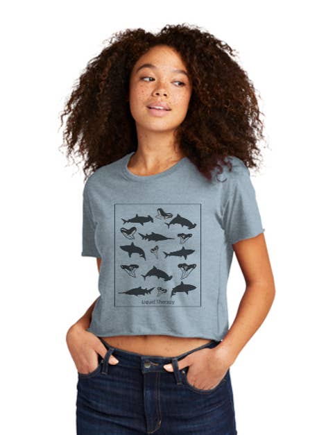 Sharks and Sharks Teeth Crop Tee for wholesale by Liquid Therapy Clothing