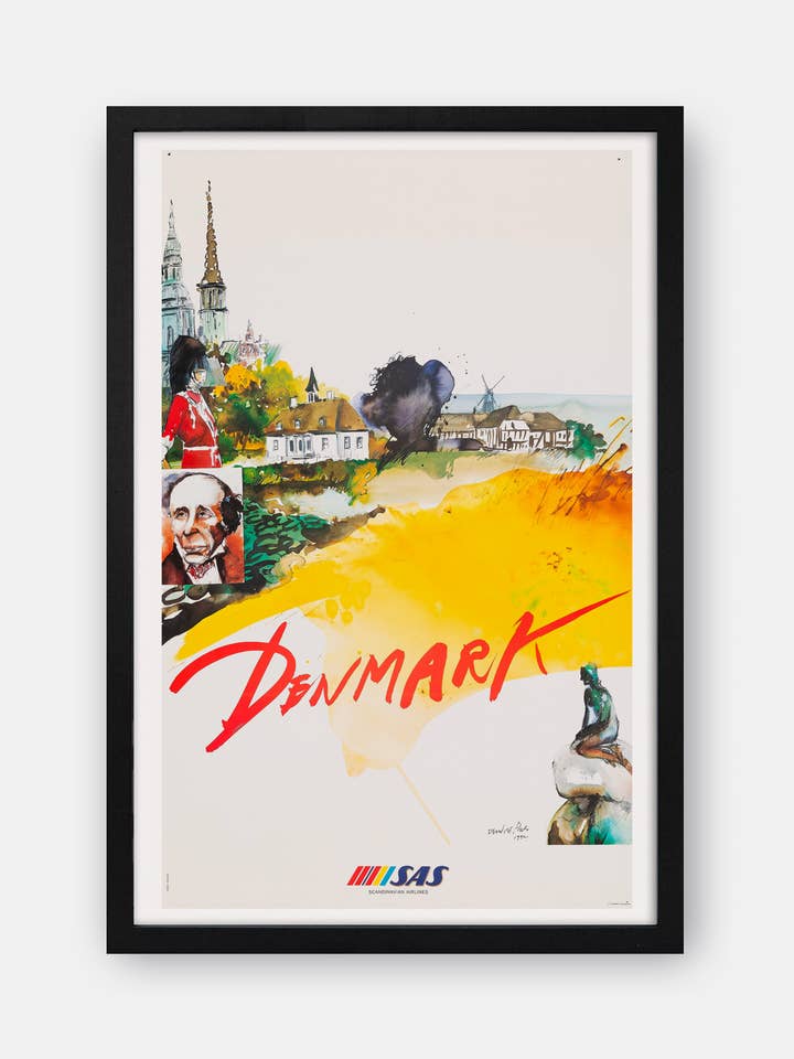 Denmark Scandinavian Airlines 1992 Poster for wholesale by The Curious Desk
