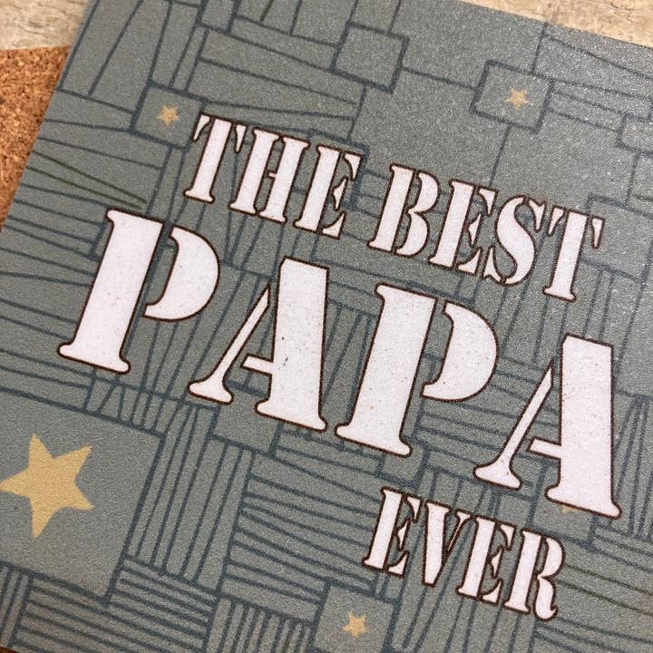 White Cotton Cards – wholesale Birthday card – Coaster - Papa - Doodles (C-ST65)1