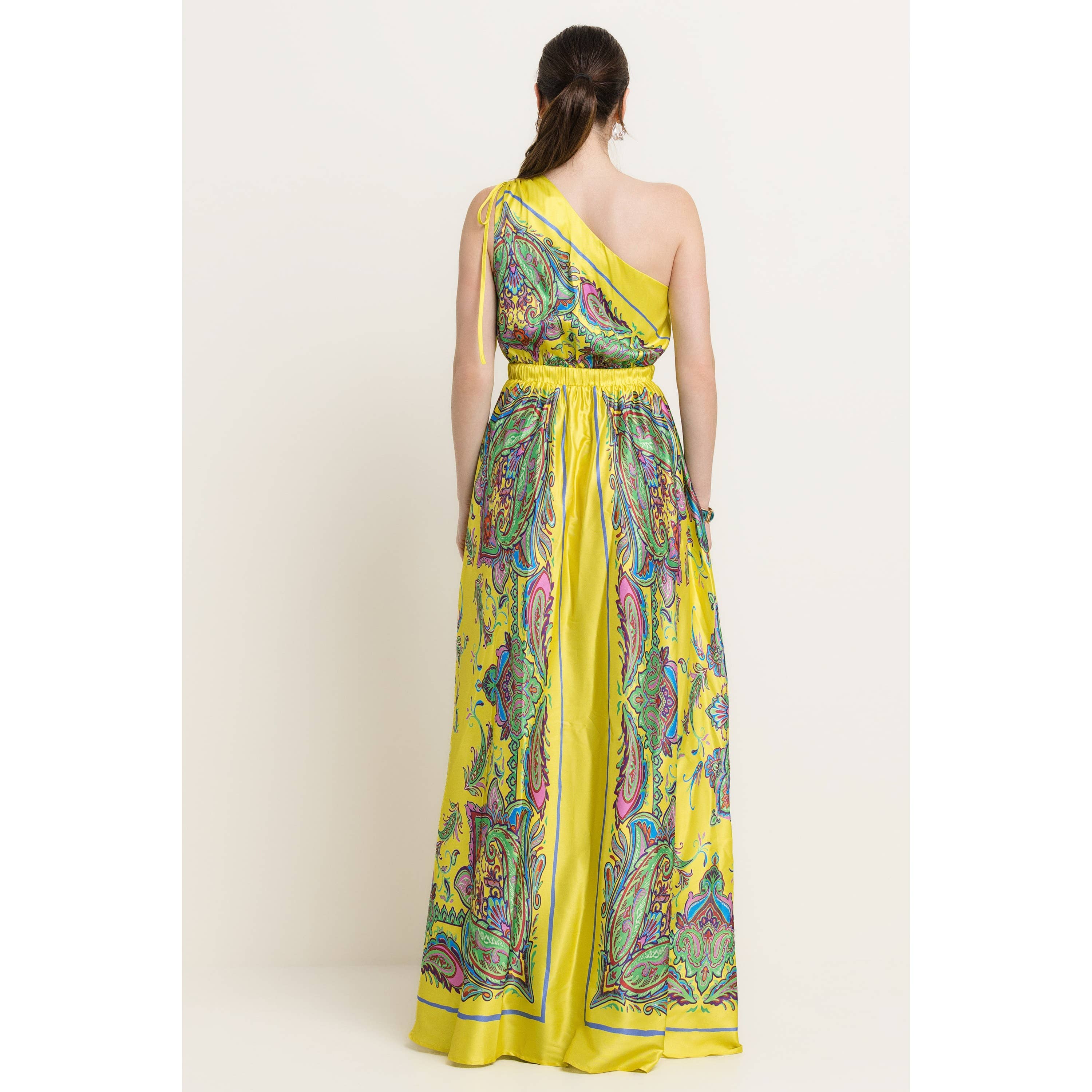 The Sang - Wholesale Dress - Women's - SATIN BORDER PRINT ONE SHOULDER MAXI DRESS9