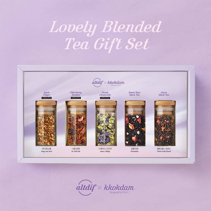 Coffret cadeau de thé mélangé ALTDIF (1 coffret = 5 bocaux) pour la vente par KKOKDAM Premium Flower Tea