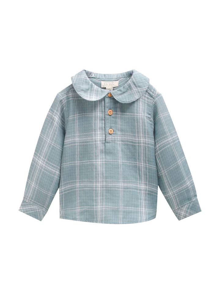 Green Boy's Baby Shirt with White Plaid for wholesale by Dadati
