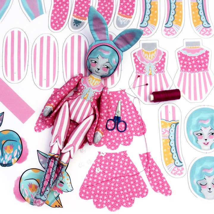 Miss Ella - Wholesale DIY craft kit - DIY Dolly Kit - Mewky the Circus Ringmaster Cat Bunny Doll