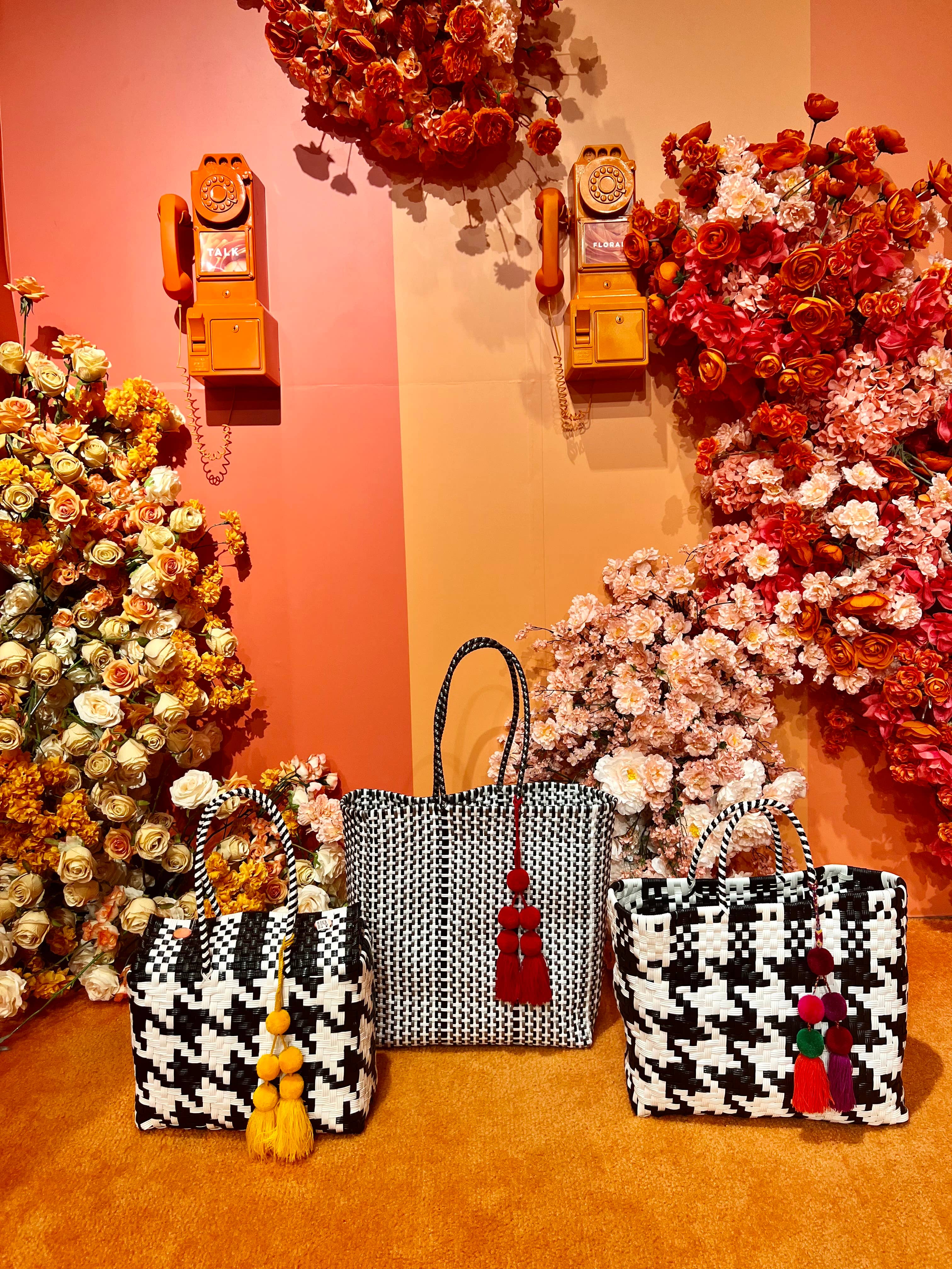 The Faria - Wholesale Beach Bag - Black/White Chanel Pattern handwoven recycle bag 2